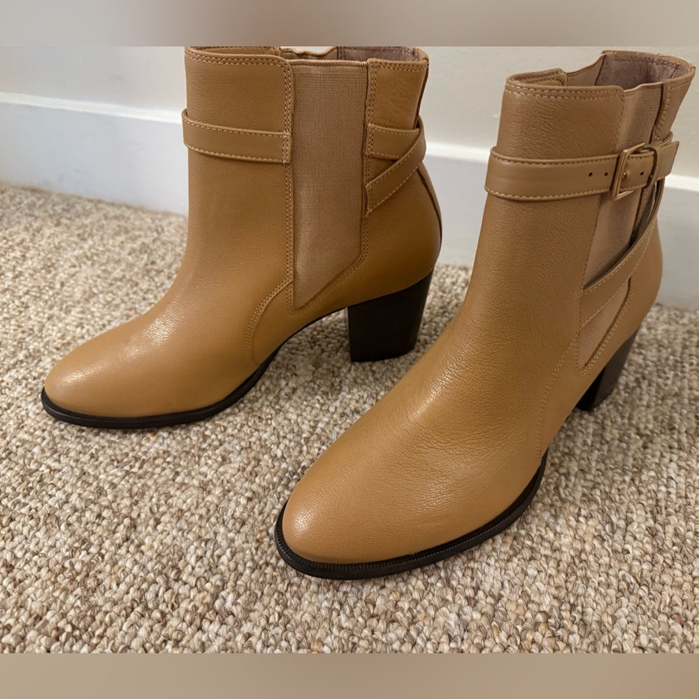 Tan Leather Ankle Boots - Picture 2 of 4